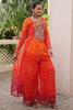 Precious Orange Kutchi Work Georgette Navratri Wear Co-Ord Set