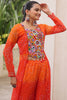 Precious Orange Kutchi Work Georgette Navratri Wear Co-Ord Set