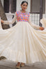 Marvelous Off-White Multi-Thread Work Cotton Festival Wear Gown