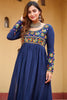 Regal Navy Blue Kutchi Work Rayon Navratri Special Nayra Cut Kurti