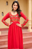 Outstanding Red Kutchi Work Rayon Festival Wear Nayra Cut Kurti