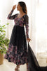 Adorable Black Floral Printed Organza Anarkali Suit With Dupatta