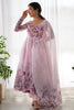 Glamorous Pink Floral Printed Organza Event Wear Anarkali Suit