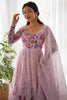 Glamorous Pink Floral Printed Organza Event Wear Anarkali Suit