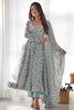 Charming Off-White Digital Printed Chiffon Event Wear Anarkali Suit