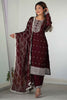 Majestic Maroon Thread Work Silk Event Wear Pant Suit With Dupatta