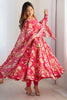 Surprising Pink Floral Printed Organza Festive Wear Anarkali Suit
