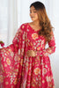 Surprising Pink Floral Printed Organza Festive Wear Anarkali Suit