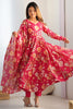 Surprising Pink Floral Printed Organza Festive Wear Anarkali Suit