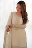 Unexpected White Sequins Chinon Silk Traditional Pant Suit