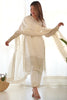 Unexpected White Sequins Chinon Silk Traditional Pant Suit