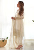 Unexpected White Sequins Chinon Silk Traditional Pant Suit