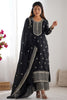 Amazing Black Sequins Chinon Silk Festive Wear Palazzo Suit