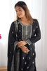 Amazing Black Sequins Chinon Silk Festive Wear Palazzo Suit