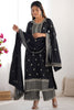 Amazing Black Sequins Chinon Silk Festive Wear Palazzo Suit