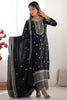 Amazing Black Sequins Chinon Silk Festive Wear Palazzo Suit