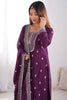 Unique Purple Sequins Chinon Silk Event Wear Palazzo Suit With Dupatta