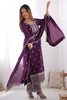 Unique Purple Sequins Chinon Silk Event Wear Palazzo Suit With Dupatta