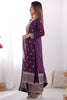 Unique Purple Sequins Chinon Silk Event Wear Palazzo Suit With Dupatta