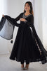 Wonderful Black Embroidered Event Wear Anarkali Suit With Dupatta
