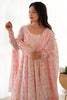 Spectacular White Floral Printed Chiffon Traditional Pant Suit