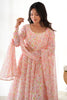 Spectacular White Floral Printed Chiffon Traditional Pant Suit