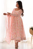 Spectacular White Floral Printed Chiffon Traditional Pant Suit