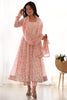 Spectacular White Floral Printed Chiffon Traditional Pant Suit