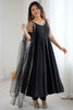 Dazzling Black Lace Work Traditional Anarkali Suit With Chiffon Dupatta