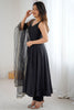 Dazzling Black Lace Work Traditional Anarkali Suit With Chiffon Dupatta