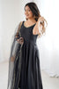 Dazzling Black Lace Work Traditional Anarkali Suit With Chiffon Dupatta