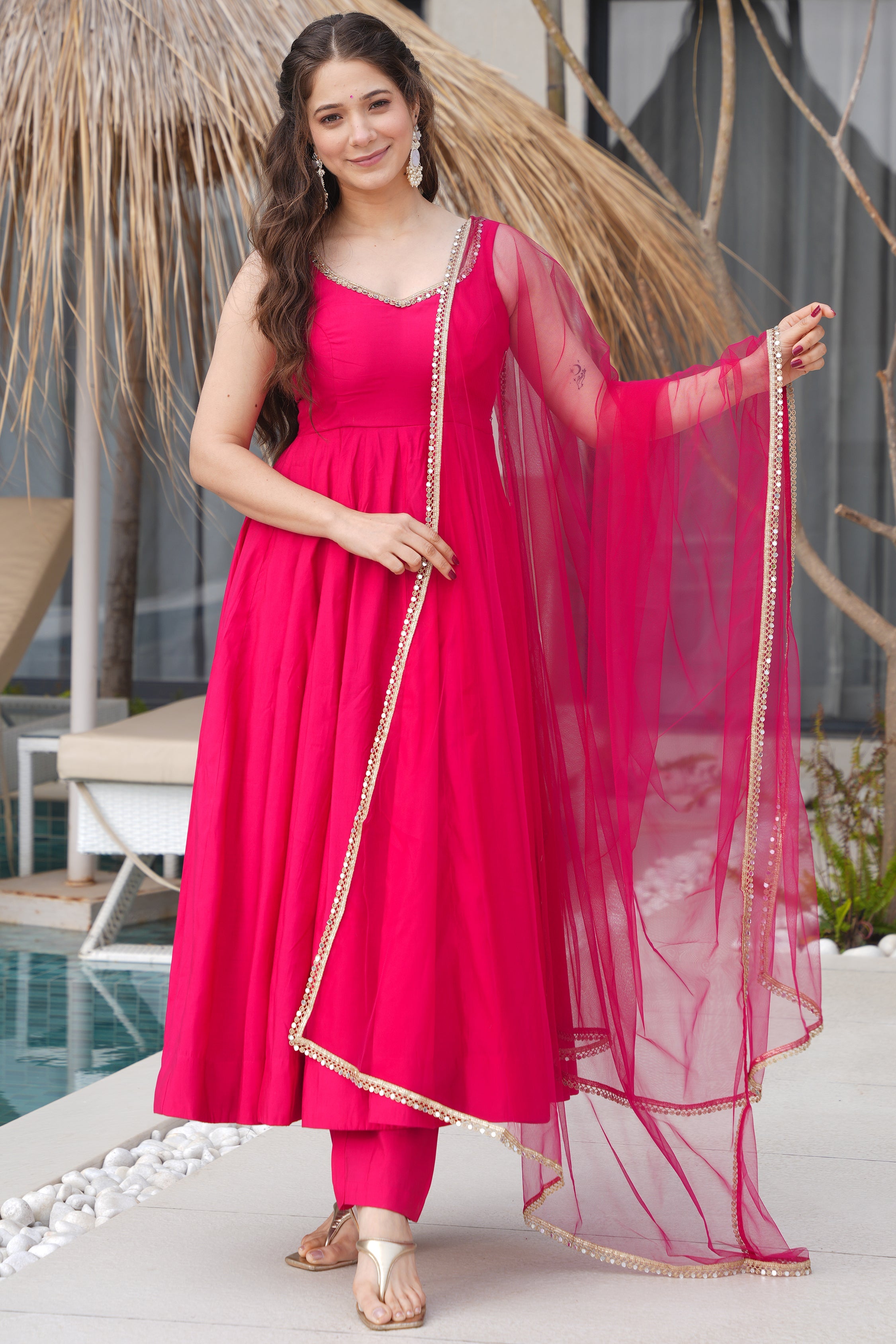 Buy Hot Pink Chanderi Silk Festival Wear Anarkali Suit At DLC Designer Lehenga Choli Buy Hot Pink Chanderi Silk Festival Wear Anarkali Suit At DLC Designer Lehenga Choli