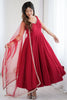 Mesmerizing Red Border Work Chanderi Silk Festival Wear Anarkali Suit 