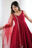 Mesmerizing Red Border Work Chanderi Silk Festival Wear Anarkali Suit 