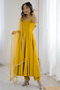 Unique Yellow Lace Work Chanderi Silk Festival Wear Anarkali Suit With Dupatta