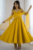 Unique Yellow Lace Work Chanderi Silk Festival Wear Anarkali Suit With Dupatta