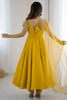 Unique Yellow Lace Work Chanderi Silk Festival Wear Anarkali Suit With Dupatta