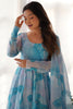 Astonishing Sky-Blue Digital Printed Organza Anarkali Suit With Dupatta