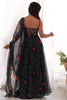 Beautiful Black Bandhani Printed Chiffon Event Wear Gown With Dupatta