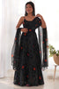 Beautiful Black Bandhani Printed Chiffon Event Wear Gown With Dupatta