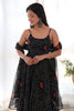 Beautiful Black Bandhani Printed Chiffon Event Wear Gown With Dupatta