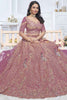 Adorable Magenta Embroidered Net Engagement Wear Lehenga Choli