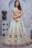 Surprising Sky-Blue Sequins Organza Silk Engagement Wear Lehenga Choli