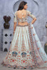 Surprising Sky-Blue Sequins Organza Silk Engagement Wear Lehenga Choli