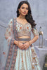 Surprising Sky-Blue Sequins Organza Silk Engagement Wear Lehenga Choli