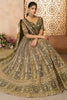 Attractive Olive Green Thread Work Net Bridesmaid Lehenga Choli