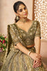 Attractive Olive Green Thread Work Net Bridesmaid Lehenga Choli