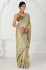 Incredible Lime Cream Embroidered Dola Silk Event Wear Saree