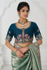 Precious Green Heavy Border Work Dola Silk Wedding Saree With Blouse