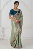 Precious Green Heavy Border Work Dola Silk Wedding Saree With Blouse